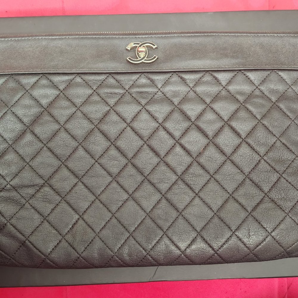 Chanel Lambskin clutch bag large